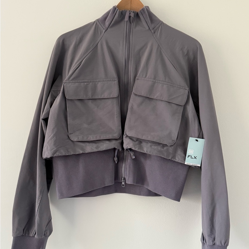NWT Women's FLX Woven Rib Mix Jacket in purple gray - Picture 4 of 9